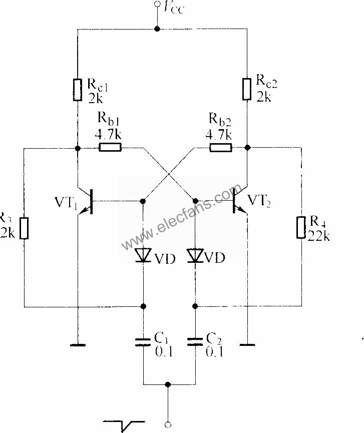 晶體管雙穩(wěn)態(tài)觸發(fā)電路圖  m.sdkjxy.cn