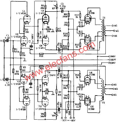 一款HI-FI電子管功率放大器電路原理圖  m.sdkjxy.cn