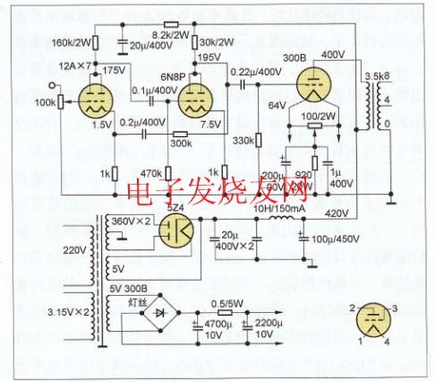 300B單端A類合并式功放電路圖 m.sdkjxy.cn