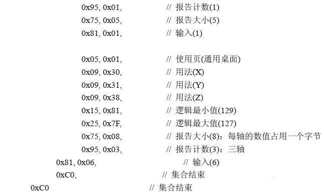 HID 類(lèi)設(shè)備的報(bào)告描述符