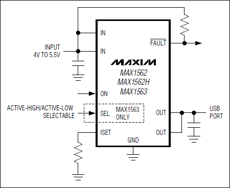 MAX1562、MAX1562H、MAX1563：典型工作電路