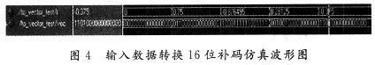 輸入數(shù)據(jù)轉(zhuǎn)換16位補碼的仿真波形