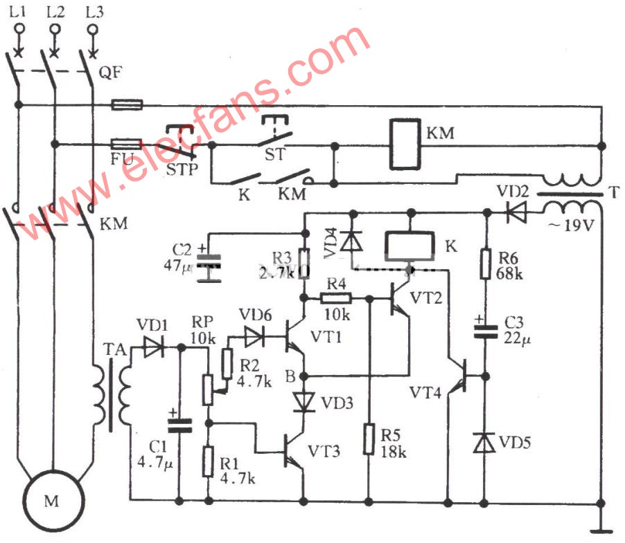 三相電動(dòng)機(jī)過流保護(hù)電路圖 文章來源:http://m.sdkjxy.cn