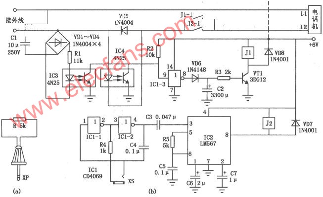電話機電子鎖電路 m.sdkjxy.cn