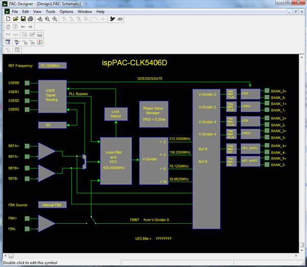 圖2：PAC-Designer 5.2中顯示的萊迪思ispClock5406D框圖。