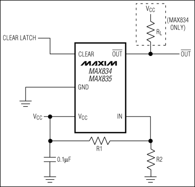 MAX834、MAX835：典型工作電路