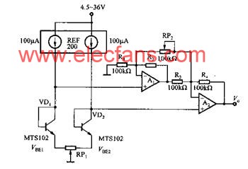 測量兩個溫敏二極管MTS102溫度差的測量電路 http://m.sdkjxy.cn