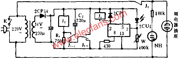 JEC-2組成光照式遙控開關(guān)電路圖 m.sdkjxy.cn