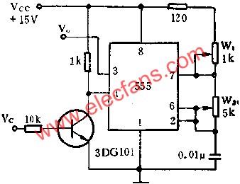 時(shí)基集成電路組成開(kāi)關(guān)控制的脈沖發(fā)生器電路圖  m.sdkjxy.cn