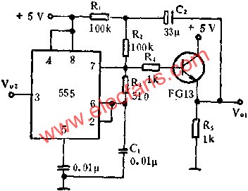 時(shí)基集成電路組成鋸齒波發(fā)生器電路圖  m.sdkjxy.cn