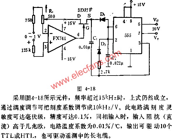 時(shí)基集成電路組成差分輸入電壓頻率轉(zhuǎn)換器電路圖  m.sdkjxy.cn