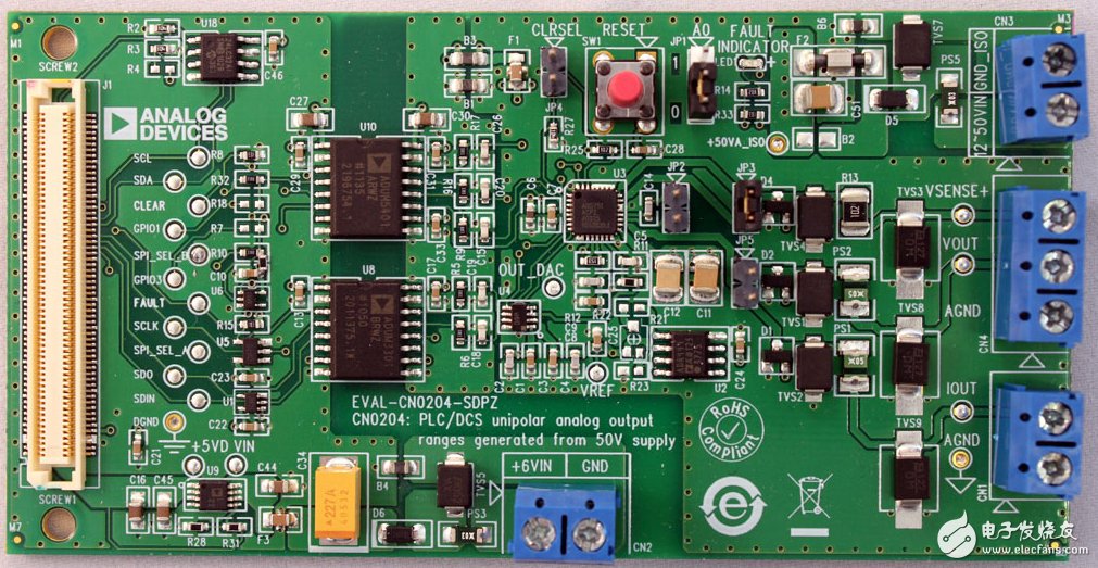 靈活、高精度、低漂移的PLC/DCS模擬輸出模塊電路圖