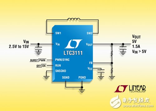 1.5A、15V 同步降壓-升壓型 DC/DC 轉(zhuǎn)換器提供延長的電池運行時間