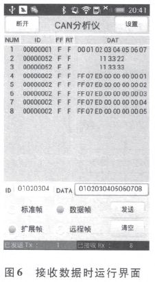 接收數(shù)據(jù)時運行界面