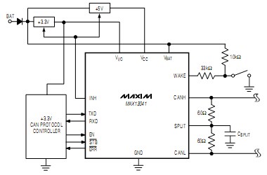 MAX13041：具有±80V故障保護(hù)，休眠模式CAN收發(fā)器