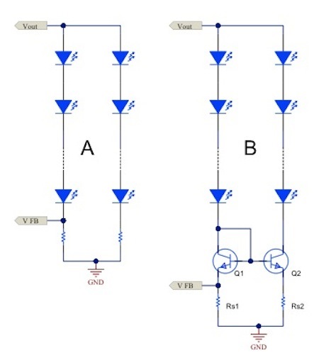 .電流鏡 (B) 可針對簡單電阻器電流調節(jié) (A) 提供各種優(yōu)勢