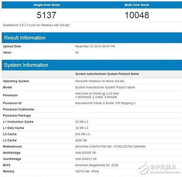 英特爾i3-7350K處理器曝光，跑分吊打任何i5處理器
