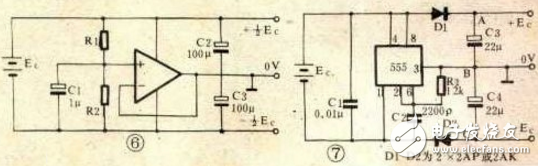 單電源轉(zhuǎn)雙電源電路圖大全（壓跟隨器/振蕩器/時基電路555無穩(wěn)態(tài)電路）