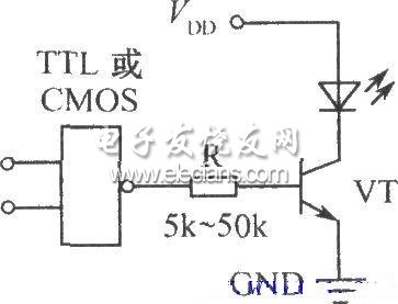 數字電路控制閃爍發(fā)光二極管的電路圖