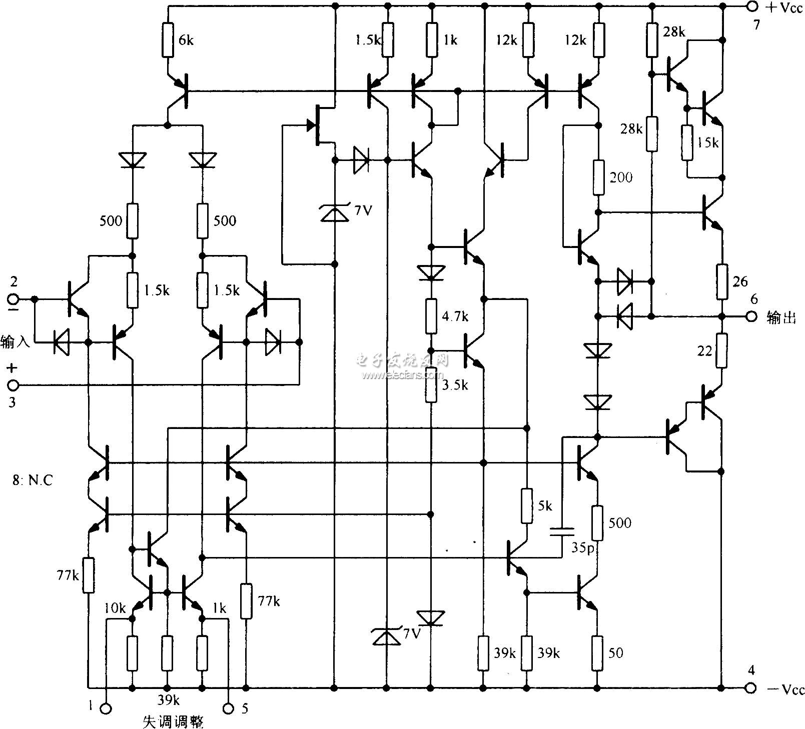 高壓內(nèi)補償運算放大電路原理圖