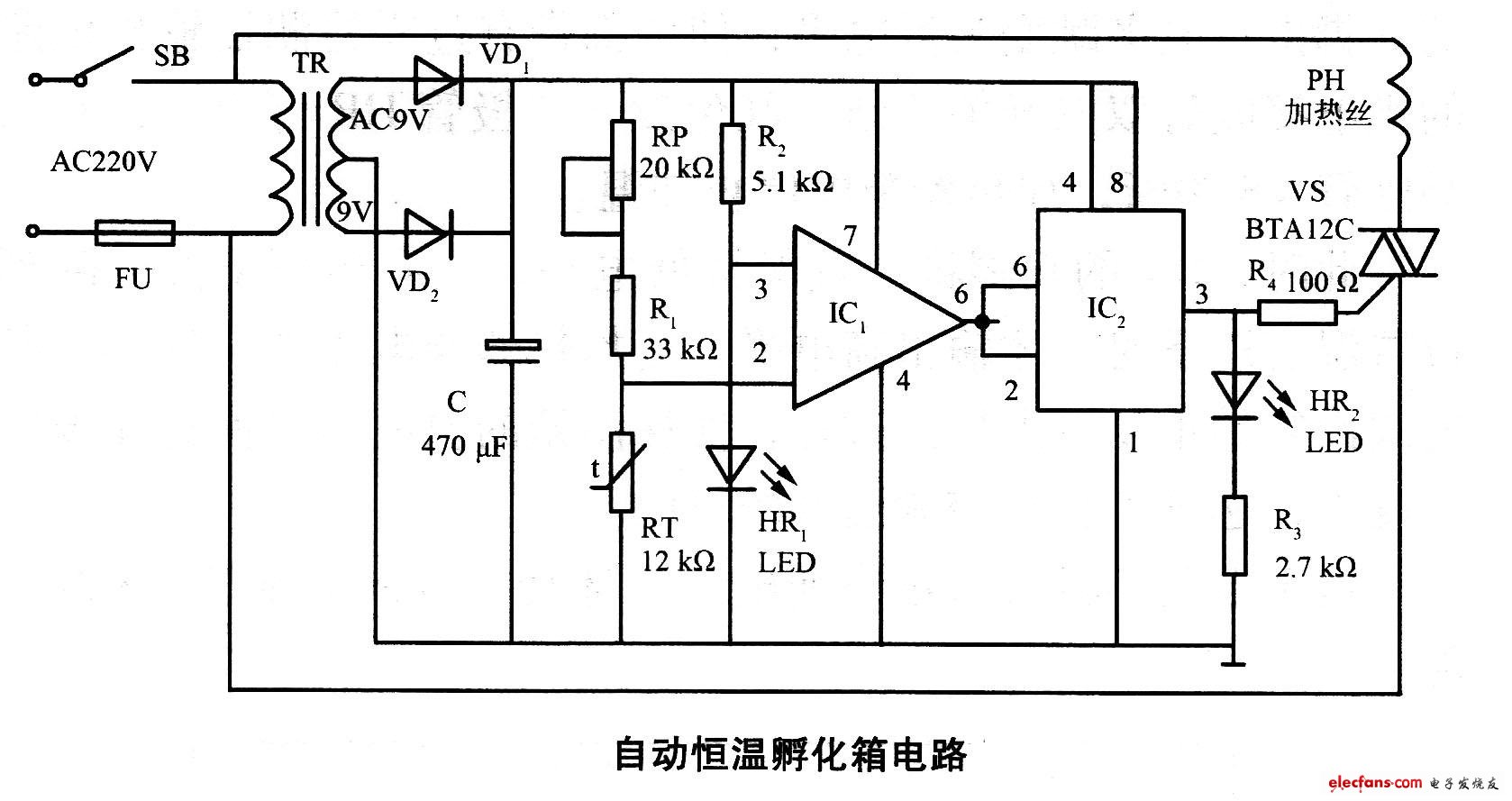 自動恒溫孵化箱原理圖