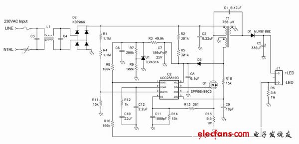 轉移模式 SEPIC 發(fā)揮了簡單 LED 驅動器的作用