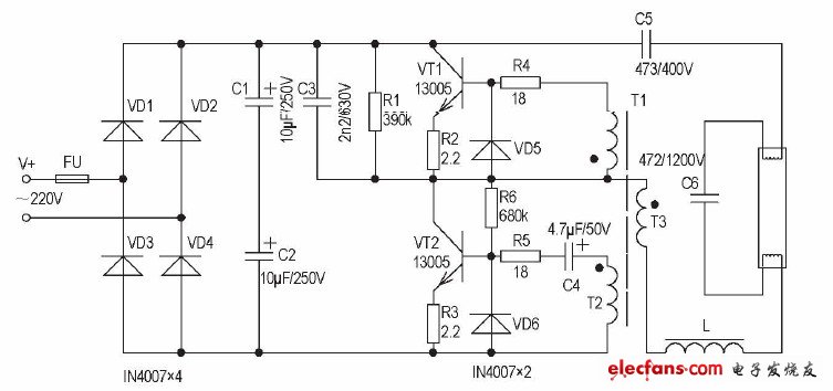 40w電子鎮(zhèn)流器電路圖大全（六款模擬電路設(shè)計原理圖詳解）