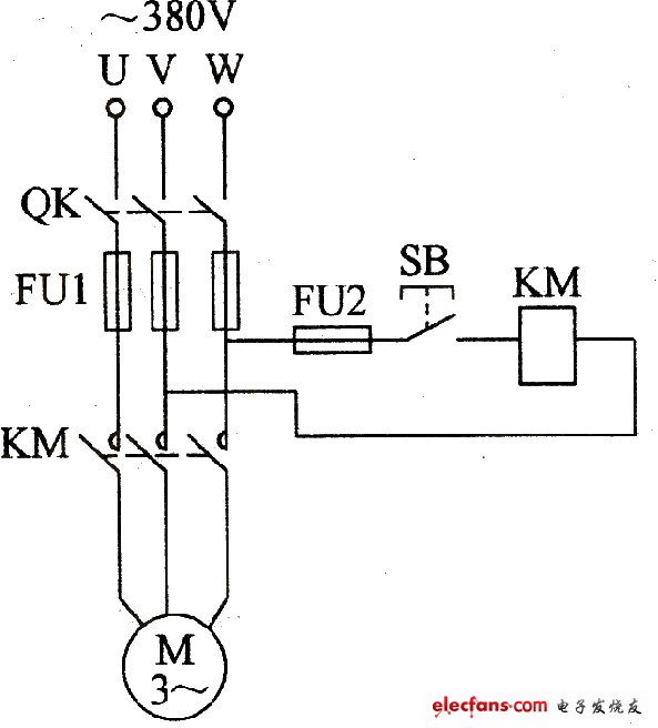 三相異步電動(dòng)機(jī)點(diǎn)動(dòng)控制電路