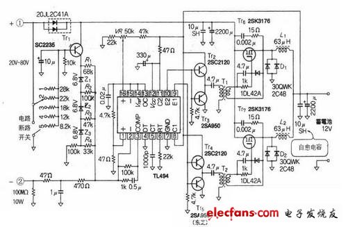 輸出200W風(fēng)力發(fā)電機充電電路