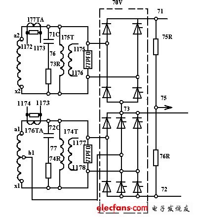 前轉(zhuǎn)向架單元整流調(diào)壓電路