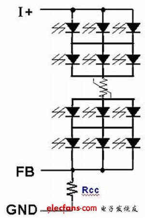 圖7：LED陣列主干路保護(hù)方案。