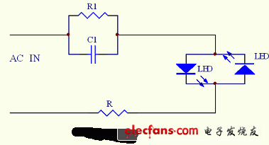 最簡(jiǎn)單的電容降壓驅(qū)動(dòng)LED電路
