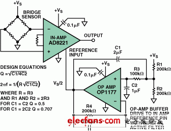 Analog Devices:將運(yùn)算放大器緩沖器接成有源濾波器驅(qū)動(dòng)儀表放大器的參考輸入引腳