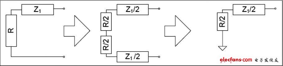 圖2 串聯(lián)電路轉(zhuǎn)換成單端等效電路。