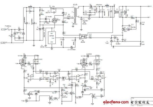  8.4V/1A微打印機(jī)智能鋰電池充電器原理圖