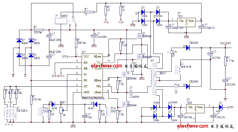 輸出1200W的開(kāi)關(guān)電源電路