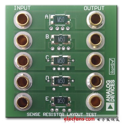 圖1. 檢測電阻布局測試PCB板。