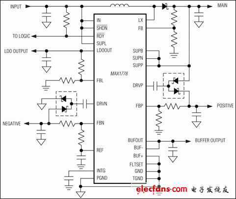 MAX1778，MAX1880，MAX1881，MAX1882，MAX1883，MAX1884，MAX1885：典型工作電路