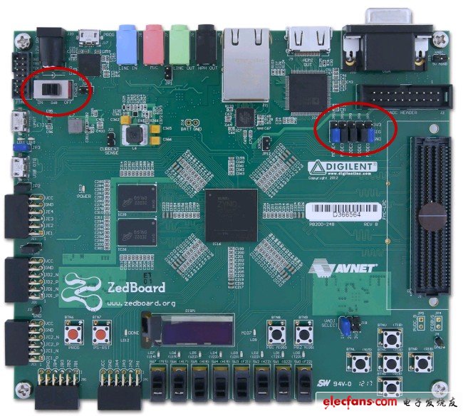 給ZedBoard上電，將啟動(dòng)模式設(shè)置為Jtag啟動(dòng)，將mini USB下載線接上，并將mini USB to Uart接上