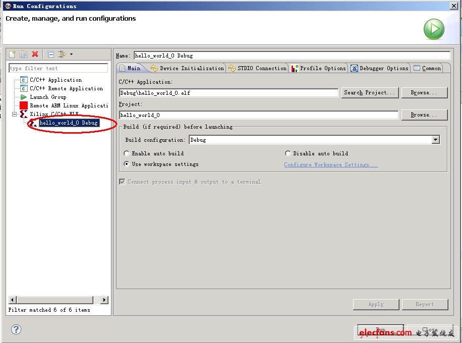 右鍵工程hello_world_0，run-》run configuration，打開下載配置界面。雙擊Xilinx C/C++ ELF，建立新的下載配置。默認(rèn)即可