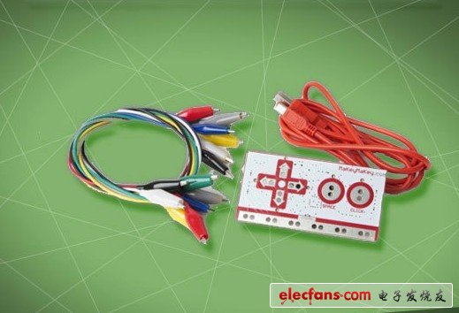 MaKey MaKey工具很簡單，只包括一塊電路板、一些連接線和一些鱷嘴夾