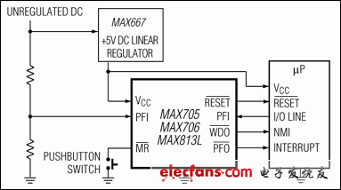 MAX705、MAX706、MAX707、MAX708、MAX813、MAX813L：典型工作電路