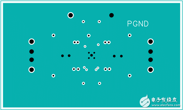 Figure 6. Example of a four-layer PCB layout—VSUP layer.圖6. 四層板布線–VSUP層