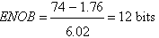 14位ADC的理想SNR是（6.02 × 14） + 1.76 = 86.04 dB AD9253 數(shù)據(jù)手冊指定的典型SNR為74 dB，但其產(chǎn)生的ENOB為12位。