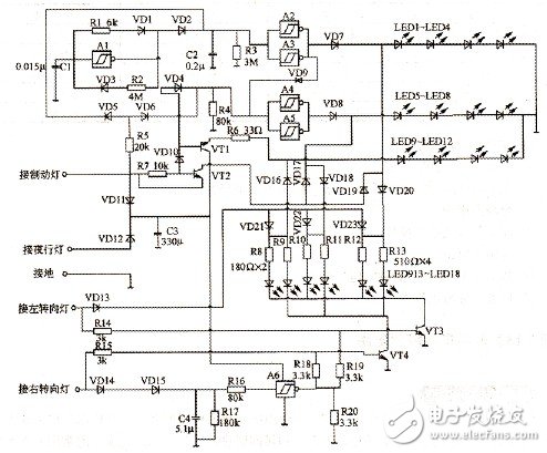 采用CD40l06的車燈控制電路設(shè)計(jì) 