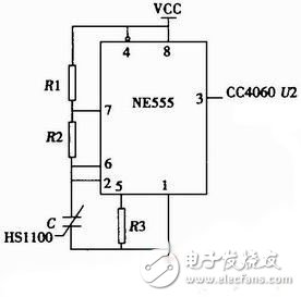 采用NE555定時器環(huán)境濕度測試儀系統(tǒng)電路設(shè)計