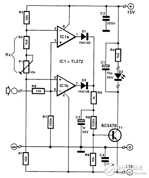 過載指示器電子電路設(shè)計(jì)圖
