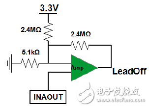 儀表放大器輸出連接至導(dǎo)聯(lián)脫落檢測電路的輸入端