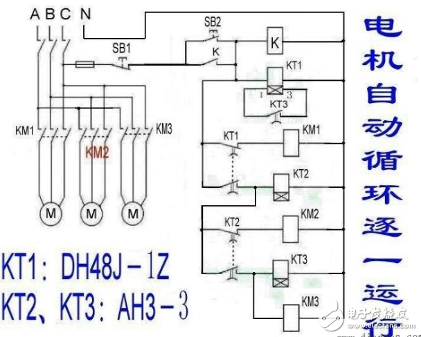 三臺(tái)電機(jī)輪流循環(huán)