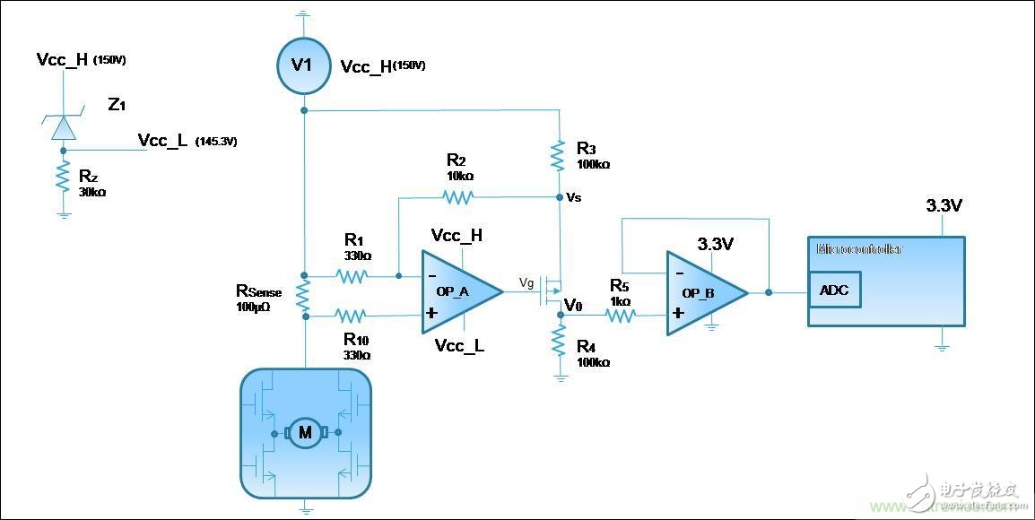 低壓運(yùn)放如何檢測(cè)高壓上橋臂電流？